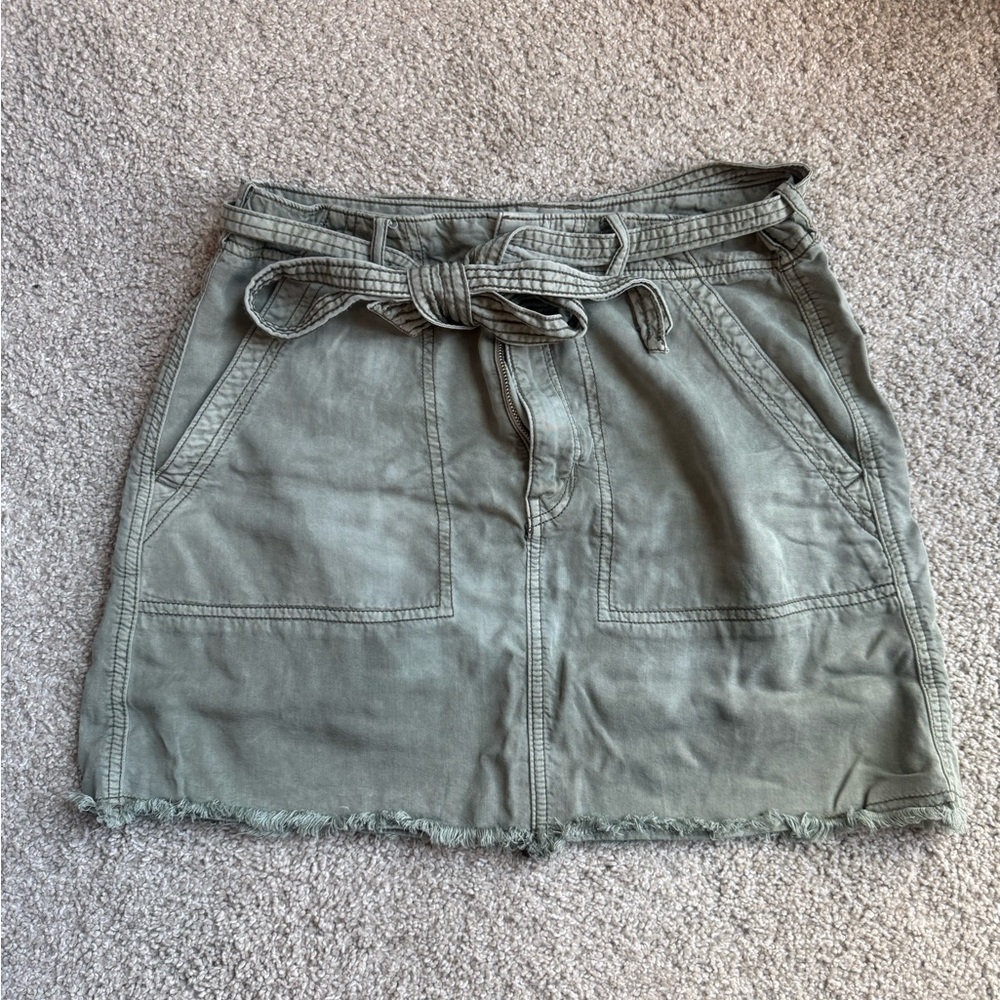 Olive Green Belted Skirt